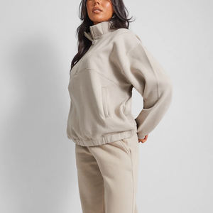Sweats d'hiver pour femmes de haute qualité Nouveau style Demi-fermeture éclair Logo imprimé personnalisé Léger-Disponible au prix de gros - Product Image 4