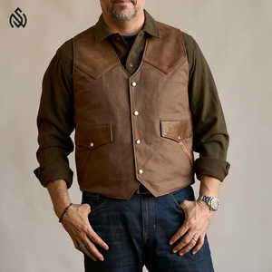 OEM ODM servicio Chaleco de cuero para la venta al por mayor de fábrica precio mejor hombres de tela Chaleco de cuero de moto para los hombres - Product Image 3