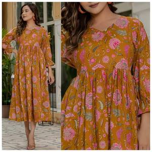 Collection Premium de vêtements décontractés imprimés Long Kurti Catalogue complet disponible Taux de gros Matériel rayonne - Product Image 3