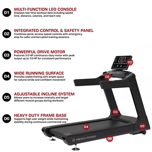 Foldable French Fitness for Commercial <b>Treadmill</b> for Home Gym Walking Running Cardio Endurance Training - Product Image 3