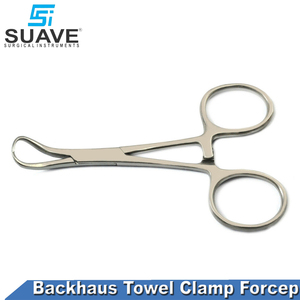 Fórceps de abrazadera de toalla Backhaus quirúrgico 2024, recién llegado, Alicates de bloqueo curvos de 13,5 CMS por SUAVE SURGICAL INSTRUMENTS - Product Image 3