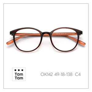 กรอบแว่นตา TamTam C8 TR90 รุ่นคลาสสิก สีเบอร์กันดี-ชมพู วัสดุไทเทเนียมอะซิเตท เลนส์อะคริลิก น้ำหนักเบา สวมใส่สบาย - Product Image 4