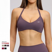 Soutien-gorge de sport brossé style européen et américain pour femme, haut de yoga dos nu, vêtement de sport de fitness et de course ultra-élastique