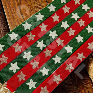 Correas de bolso de cuentas de semillas de oro blanco personalizado verde estrella 'Hook Em Horns' accesorio de moda correa de monedero con cuentas - Product Image 1