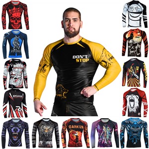 Mens Anti-UV Rash Guard Gym Training Shirt Compression Fit Short Sleeve Custom Sublimated MMA BJJ OEM Grappling Wear Pakistan - Product Image 3