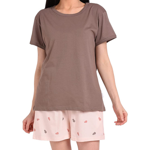 Top vente produits tendances dames 100% polyester coupe ajustée à manches courtes surdimensionné col rond femmes t-shirt et short ensemble OEM - Product Image 2