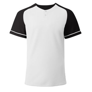 Maillot de baseball pour homme, blanc et noir, à blocs de couleur, manches courtes, en polyester respirant, coupe classique, toutes saisons, impression sublimée - Product Image 1