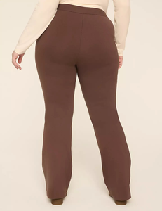 Women Wide Leg <b>Stretchy</b> High Waisted Brown Casual Work Trousers Dressy Pleated Front Office Women Long Pants with Pockets - Product Image 2