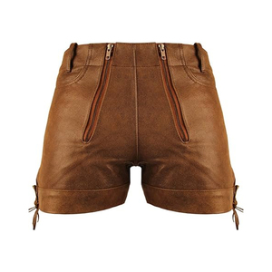 <b>Women</b> High Waisted Pu Leather Shorts With Side Pockets Custom OEM Solid Color Men PU Leather Shorts for Casual - Product Image 1