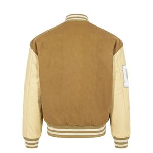 Chaqueta universitaria de invierno OEM personalizada de alta calidad para hombre, chaqueta de lana de chenilla bordada, Mangas de cuero con letras de retazos, calle principal - Product Image 2