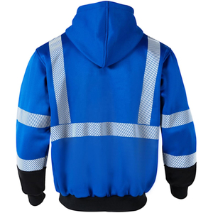 Sudadera con capucha de lana de seguridad reflectante de visibilidad de alta calidad para hombre, chaqueta con cremallera, Sudadera con capucha básica mezclada para hombre, logotipo personalizado - Product Image 2