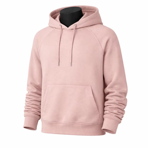 เสื้อฮู้ดสีชมพูสำหรับผู้ชาย ผ้าฝ้ายฟลีซ 100% ระบายอากาศได้ดี เหมาะสำหรับฤดูหนาว แขนเสื้อปกติ สีพื้น ผ้าถัก - Product Image 1