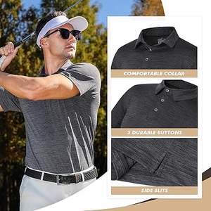 Venta al por mayor Polos para hombres Humedad Absorbe Negro Manga corta Rendimiento Golf Camisetas para trabajo informal Atlético - Product Image 6