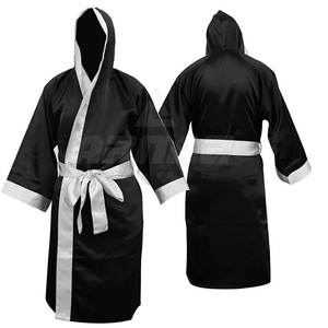 Bata de boxeo de satén clásica para competición y entrenamiento Bata de boxeo de cuerpo entero con lazo en la cintura y capucha - Product Image 5