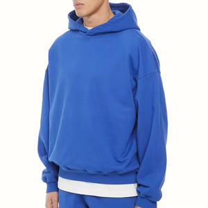 OEM fabrication de haute qualité plaine sans ficelle Boxy recadrée sweats à capuche blanc lourd 480 500 GSM coton pull surdimensionné sweat à capuche - Product Image 2