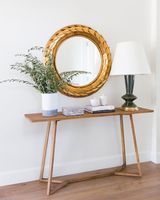 Table console unique faite à la main en bois récupéré avec finition naturelle pour une décoration intérieure écologique