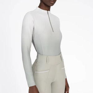 Chemise d'équitation pour femmes d'été, légère, athlétique, respirante, évacuant l'humidité, tissu extensible, vêtements d'équitation - Product Image 1