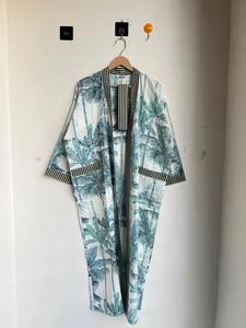 100% Cotton Kimono Robe Printed <b>Long</b> Dressing Gown Boho Loungewear Kimono Bridesmaid Robe Summer Cotton Bathrobe <b>Beach</b> <b>Cover</b> <b>Up</b> - Product Image 3