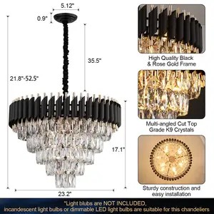 Новые Современные пользовательские металлические круглые большие нордические люстры для спальни гостиной Подвеска Потолочный светильник светодиодный роскошный кристалл K9