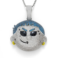 Collier pendentif dessin animé serti de zircons cubiques étincelants, bijoux hip-hop en gros pour hommes, rappeurs et fans de streetwear