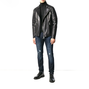 Peau de mouton noir vente chaude hommes vêtements en cuir véritable mode hommes veste en cuir solide poches latérales pour un Design Unique - Product Image 2