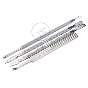 Herramienta de Arte de uñas Empujador de cutículas de uñas Producto de calidad premium de acero inoxidable de doble extremo Empujadores de tallos de estilo más nuevo Respetuoso con el medio ambiente - Product Image 1