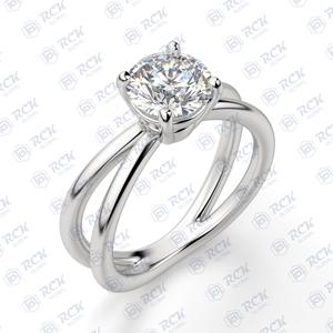 Anillo de moissanita solitario de corte redondo TCW 1,60 para mujer, ajuste de punta de oro blanco con acentos, regalo de aniversario para ella - Product Image 4