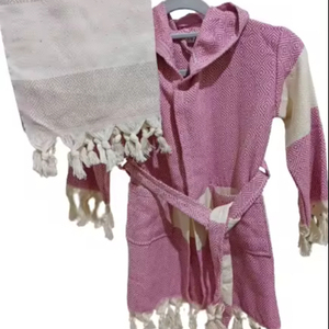 Beige Diamond <b>Turkish</b> Cotton Bathrobe Dressing Gown Bathroom Set Women's Bathrobe Men's Bathrobe - Product Image 1