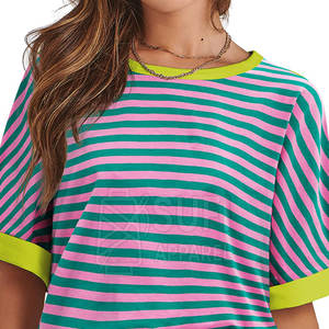 Camiseta de Punto Personalizada de Moda para Mujer, Talla Grande, Informal, de Verano, con Diseño Sólido, Mangas Cortas, Colores y Logotipo Personalizados - Product Image 5