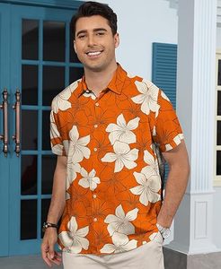 Nueva moda de verano para hombres, camisas polo de punto con botones a rayas, camisetas vintage de manga corta, camisa hawaiana para hombres: Playa de verano para hombres - Product Image 2