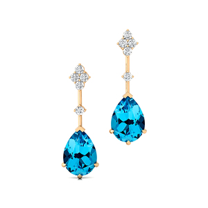Pendientes de Oro Sólido de 18k con Topacio Azul Natural en Corte Pera, Diamantes Pavé, Joyería Fina Genuina, Bonitos, Chapados en Rodio - Product Image 6