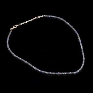 Collier en argent sterling plaqué or avec perles de labradorite 3,5-4 mm, pierre précieuse facettée, feu bleu, cadeau pour femme - Product Image 1