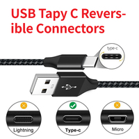 Cable de Datos de Nylon Trenzado de 1M 2M USB Tipo C a USB Tipo A 2.0 para Carga de Teléfono