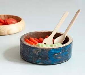 Bol en bois imprimé artisanal élégant, pièce maîtresse décorative pour table à manger, service de cuisine et décoration intérieure élégante - Product Image 2