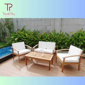 Juego de sofás de madera de acacia de fabricante de Vietnam, cómodos muebles contemporáneos para exteriores, gran valor, buen precio, juegos de jardín OEM - Product Image 6