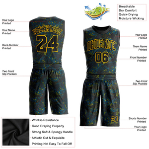 Custom Printed Breathable Anti-Bacterial Sleeveless Polyester Basketball Uniform Set Crew Neck Adult <b>Plus</b> <b>Size</b> - Product Image 4