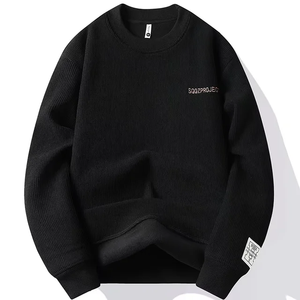 Vendedores 100% algodón Sudadera con capucha negra Peso pesado Kitted Dos tonos Cortar y coser Felpa Sudadera de cuello redondo - Product Image 1
