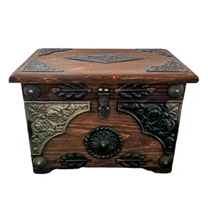 Antique Beautiful Wooden Storage Box with Metal Work in Custom Sizes, High Quality Wooden Craft Box, Wholesale Wooden Craft Box