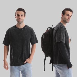 T-shirts délavés à l'acide pour hommes T-shirt ample 100% coton pour hommes T-shirt unisexe surdimensionné avec logo personnalisé - Product Image 3