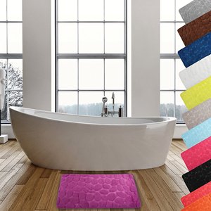 Alfombra de baño de espuma MSV con efecto piedra en color violeta 50 x 80 cm - Product Image 2