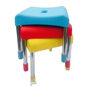 Sedia al miglior prezzo con gambe in acciaio inossidabile sedile quadrato per bambini asilo nido/set di mobili per l'asilo all'ingrosso