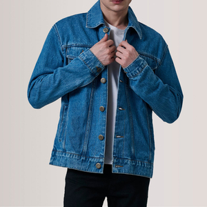 Vente en gros de veste en jean délavée classique 2025 de haute qualité avec logo personnalisé pour hommes - Product Image 2