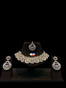 Sparkling AD Stone Necklace Set for <b>Women</b> Modern Bridal Jewelry Collection Featuring a Polished Finish and Matching Earrings - Product Image 2