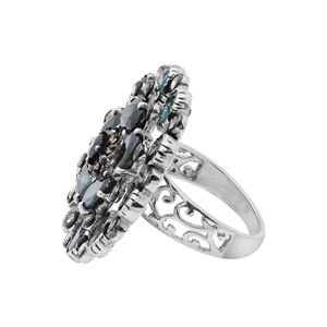 แหวนหมั้นเพชรแซฟไฟร์สีฟ้ารูปดอกไม้ธรรมชาติ925แข็งเงินสเตอร์ลิงแฮนด์เมดแหวนหมั้นแบบฝาการตั้งค่าสำหรับงานแต่งงาน - Product Image 2