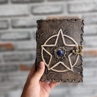 Carnet en cuir véritable fait main, style vintage, avec pentagramme, Grimoire Wiccan, livre de sorts, carnet de croquis, art gothique, sorcellerie, graduation