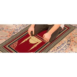 Alfombra de Oración Musulmana Roja: Decoración Islámica para el Hogar, Accesorios para Mezquita, Alfombra Delgada No Tejida - Product Image 3