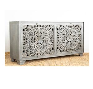 Luxury Furniture Modern Design Solid Mango Wooden Handicraft Piece Hand Carving <b>Sideboard</b>, <b>Kitchen</b> Cabinet - Product Image 2