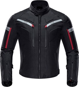Blouson de moto en cuir de course en gros, style moto de course noir avec accents rouges, armure CE incluse, qualité supérieure - Product Image 1