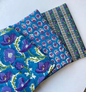 Jaipur ผ้าฝ้ายบล็อกพิมพ์ด้วยมือแบบ100% ทำด้วยมือผ้าฝ้ายแบบดั้งเดิมเป็นมิตรต่อสิ่งแวดล้อมระบายอากาศได้ - Product Image 1