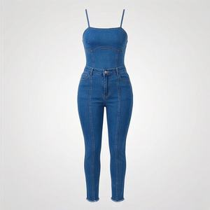 Trajes de Dos Piezas de Mezclilla Ajustados Casuales para Mujer, Ropa Deportiva de Algodón Transpirable de Verano para Venta en Línea, Calidad Premium, Moda Elegante - Product Image 1